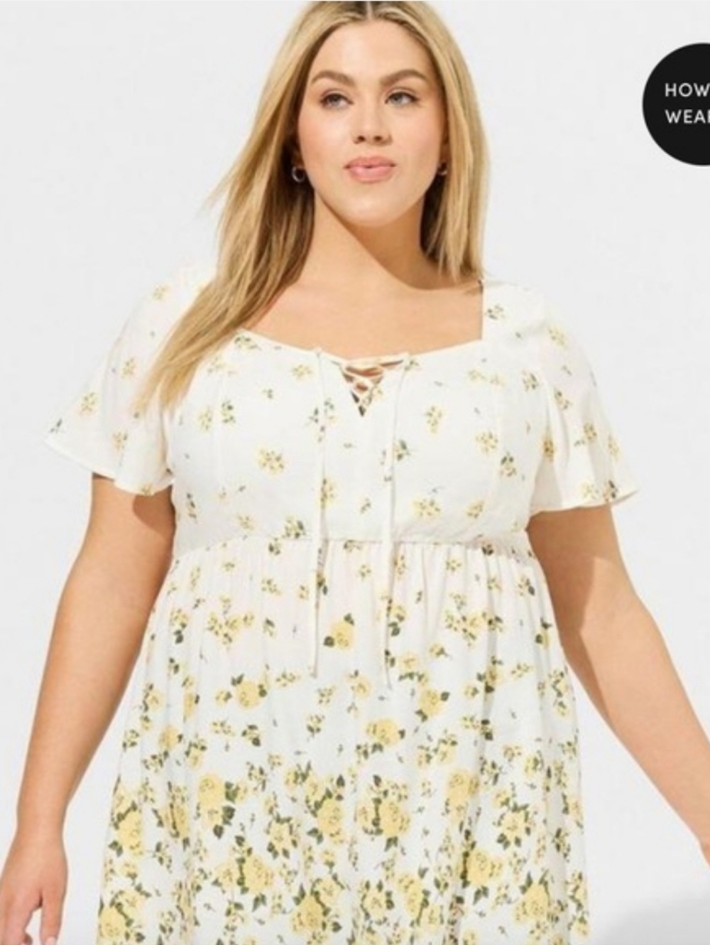 Torrid | Floral Lace Up Babydoll Top High Low Cottagecore Peasant Summer 5X